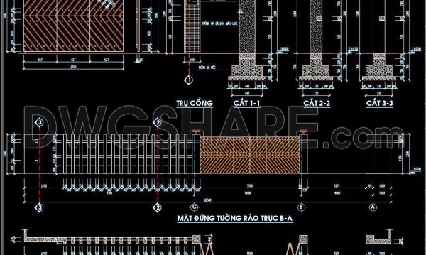 191. Download CAD drawings for technical design and construction of gate and fence for townhouse