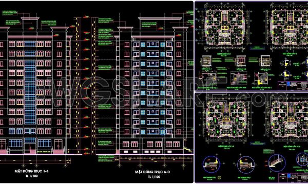31. CAD drawings of a 11-story high-rise residential building project with a total area of 1,120 m2
