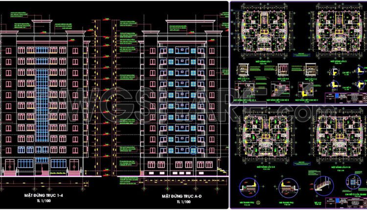 31. Cad Drawings Of A 11-story High-rise Residential Building Project With A Total Area Of 1,120 M2