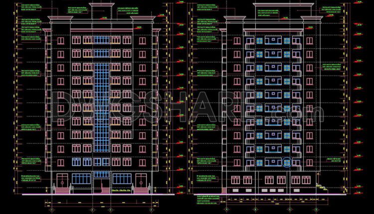 31. Cad Drawings Of A 11-story High-rise Residential Building Project With A Total Area Of 1,120 M2 (9)