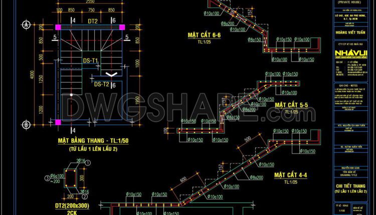 311. Free Download Engineering Drawings For A Two-flight Concrete Staircase (2)