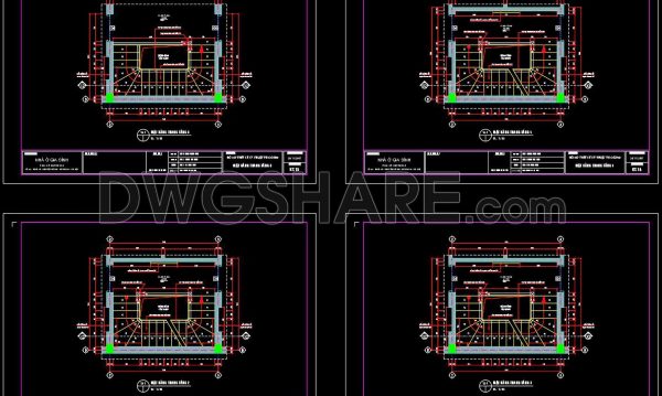 312. Free Download detailed CAD drawings of townhouse stairs