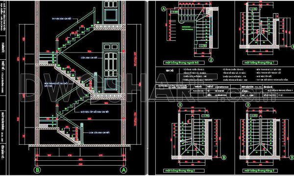 315. Free Download detailed CAD drawings of townhouse stairs