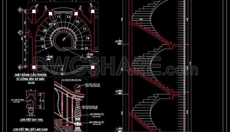 318. Free Download Detailed Cad Drawings Of Townhouse Stairs (1)