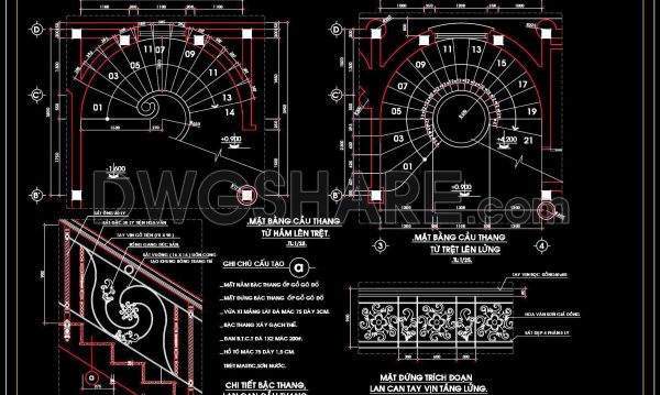 318. Free Download detailed CAD drawings of townhouse stairs
