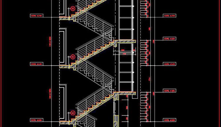 321. Free Download Detailed Cad Drawings Of Townhouse Stairs (2)