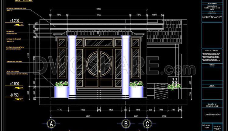 414. Free Download Of Detailed Cad Drawings For Architectural Residential Building Elevations (2)