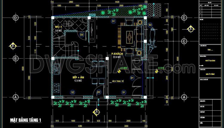 429. Download Cad Design Drawings For A 4-story House With Dimensions 6.5m X 7.5m (2)