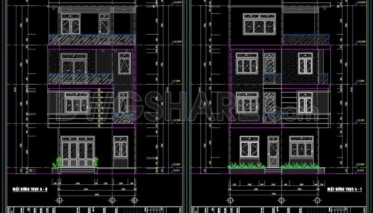 429. Download Cad Design Drawings For A 4-story House With Dimensions 6.5m X 7.5m (7)