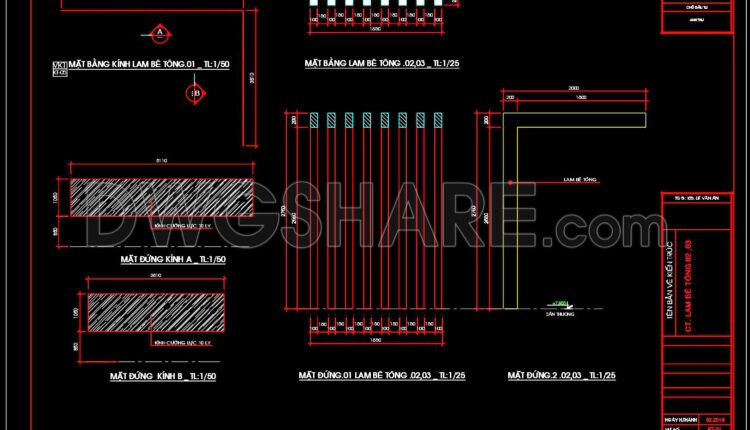 429. Free Cad Download Decorative Outdoor Concrete Louver Pergola Details (2)