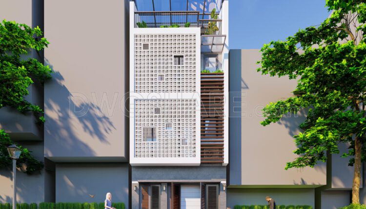 430. Download Cad Design Drawings For A 4-story House With Dimensions 6m X 16m (1)