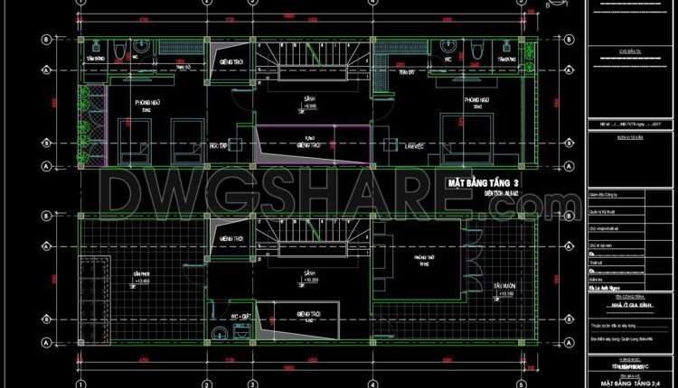430. Download Cad Design Drawings For A 4-story House With Dimensions 6m X 16m (5)