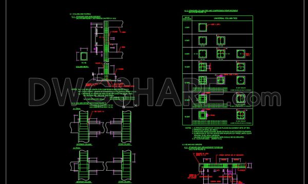624. Free Download Standard Column & Footing Reinforcement CAD Template