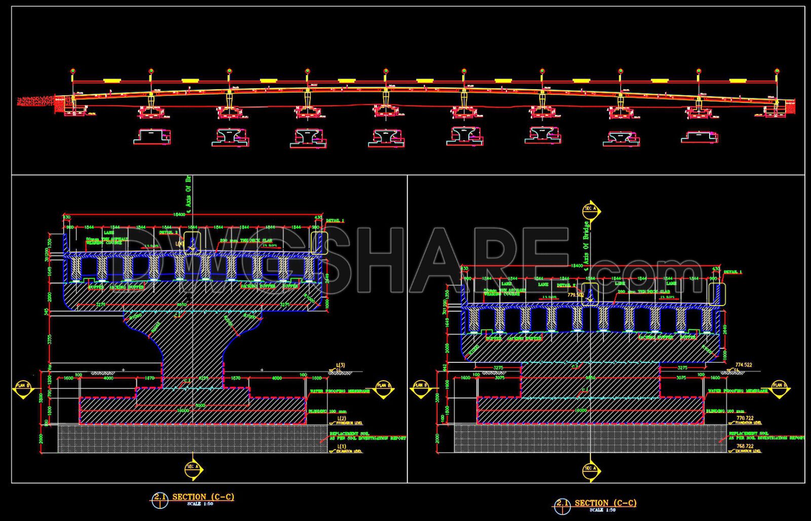 626. Free CAD Drawings of Concrete Bridge Piers and Footing Details