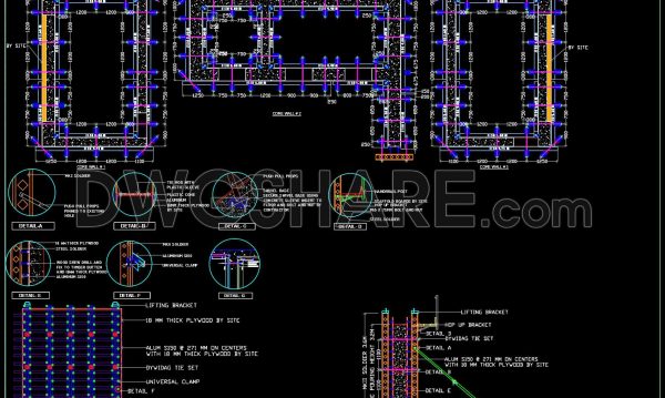 631. Free Download Essential Core Wall Framing Details CAD Template (DWG)