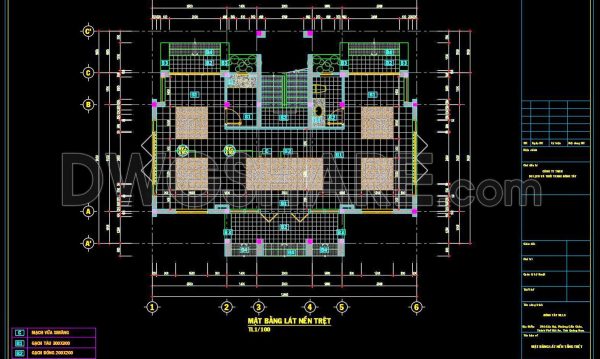 97. Free Download Ground Floor Tiling CAD Plan for Residential Projects