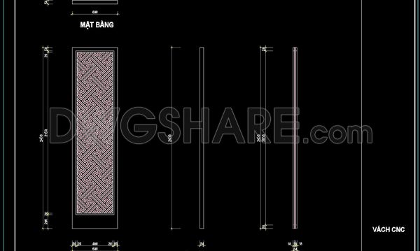 208. Free Download CNC Partition Panel CAD Drawing – Detailed Design with Dimensions
