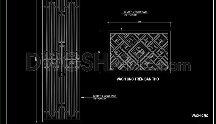 209. Free Download Cnc Partition Cad Drawing – Side Panels And Altar Design