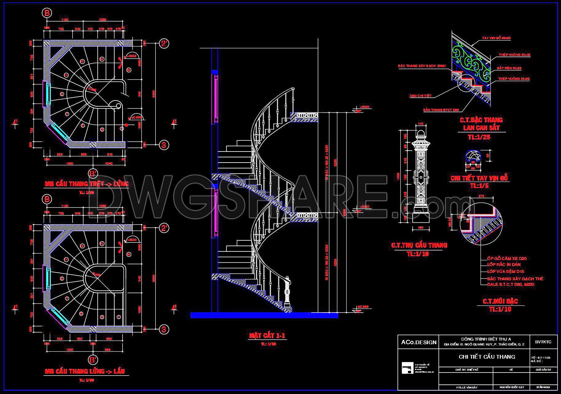 323. Spiral Staircase Detail CAD Drawing – Free DWG File Download for  Luxury Villas, image size:1826x1282
