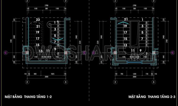 327. Free Download detailed CAD drawings of townhouse stairs