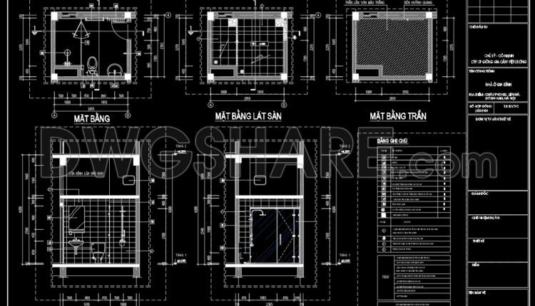 384. Free Download Of Cad Technical Drawings For The Construction Of Bathrooms In Townhouses (1)