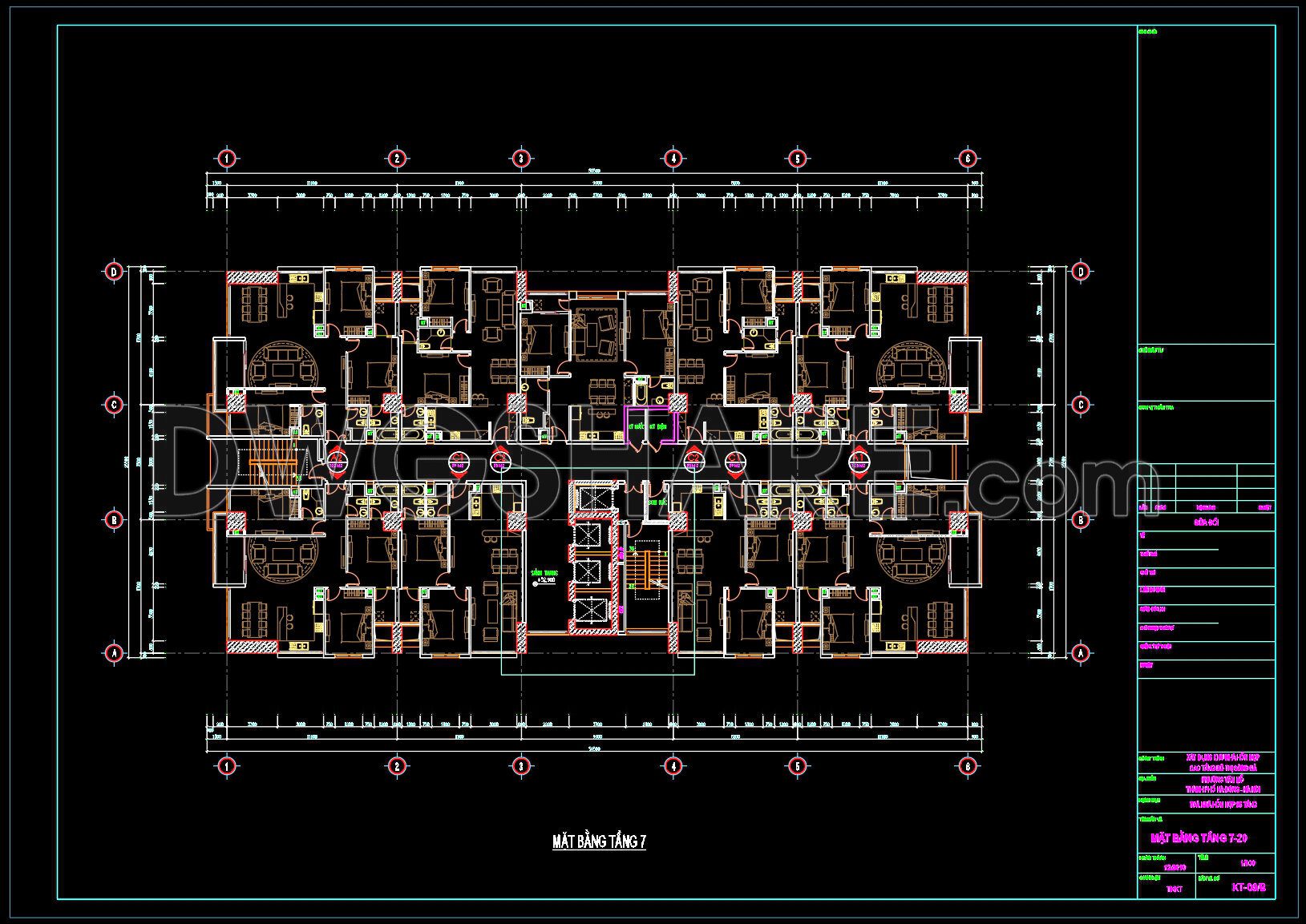 40. Free Download 7th Floor Apartment Building Cad Layout Drawing (dwg File)