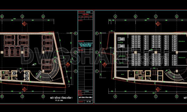 41. Free Download Detailed Basement Floor Plan for Commercial Center and Office Parking