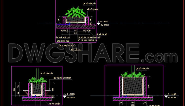 437. Free Download Detailed Cad Drawings For Outdoor Planter And Seating (2)