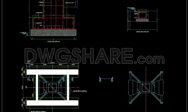 633. Free CAD Drawing of Crane Foundation Design – DWG Format Download