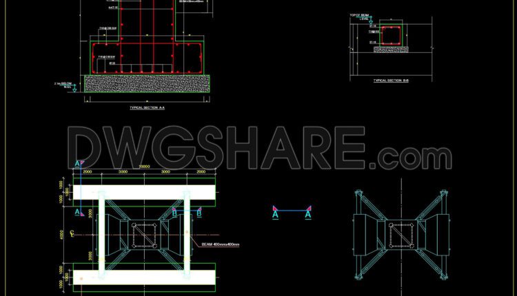 633. Free Cad Drawing Of Crane Foundation Design – Dwg Format Download
