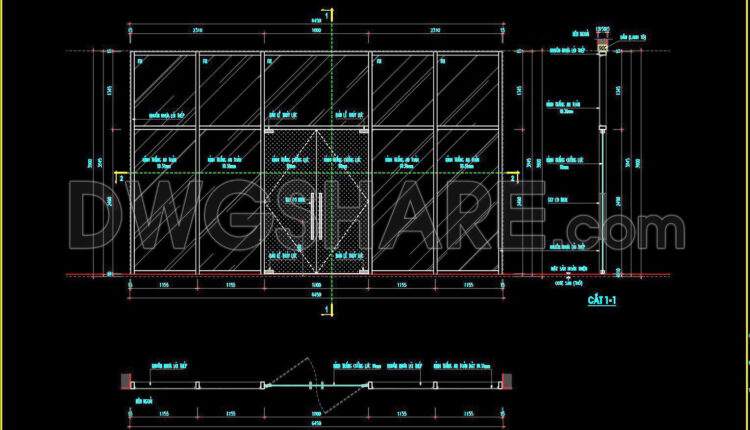 766. Free Download – Tempered Glass Door Cad Drawings With Detailed Dimensions (1)