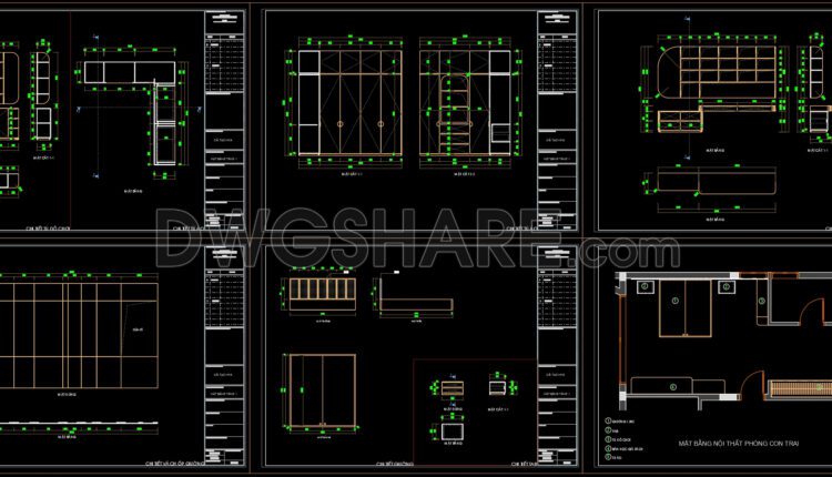 97. Free Cad Drawings & 3d Renderings Of Modern Boy’s Bedroom Interior Design (1)