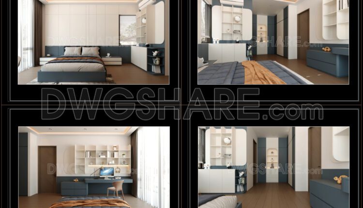 97. Free Cad Drawings & 3d Renderings Of Modern Boy’s Bedroom Interior Design (2)