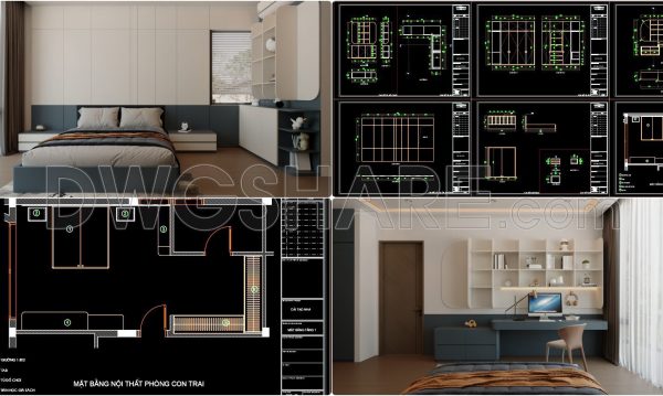 1 year ago
                

                
             3,48897. Free CAD Drawings & 3D Renderings of Modern Boy’s Bedroom Interior Design