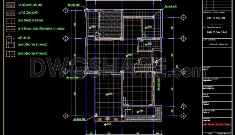 102. Free CAD File Residential Floor Tiling Layout Plans for Level 1 and Level 2 (2)