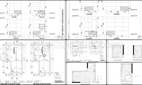 103. Free Download CAD Technical Drawings of Apartment Wall Cladding and Floor Tiling