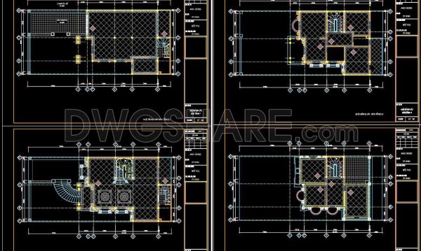 12 months ago
                

                
             451104. Download free detailed CAD drawings of floor plans for a 4-story townhouse