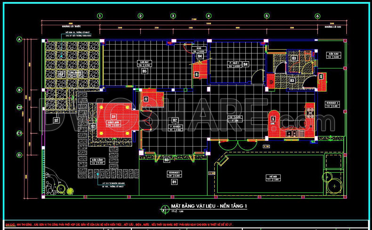 105. Download free detailed CAD drawings of floor plans for a 3-story townhouse (1)