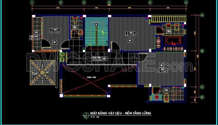 105. Download free detailed CAD drawings of floor plans for a 3-story townhouse (4)