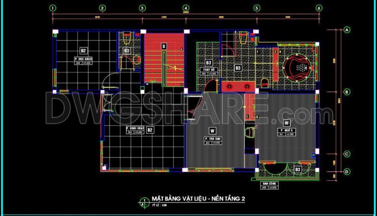105. Download free detailed CAD drawings of floor plans for a 3-story townhouse (3)