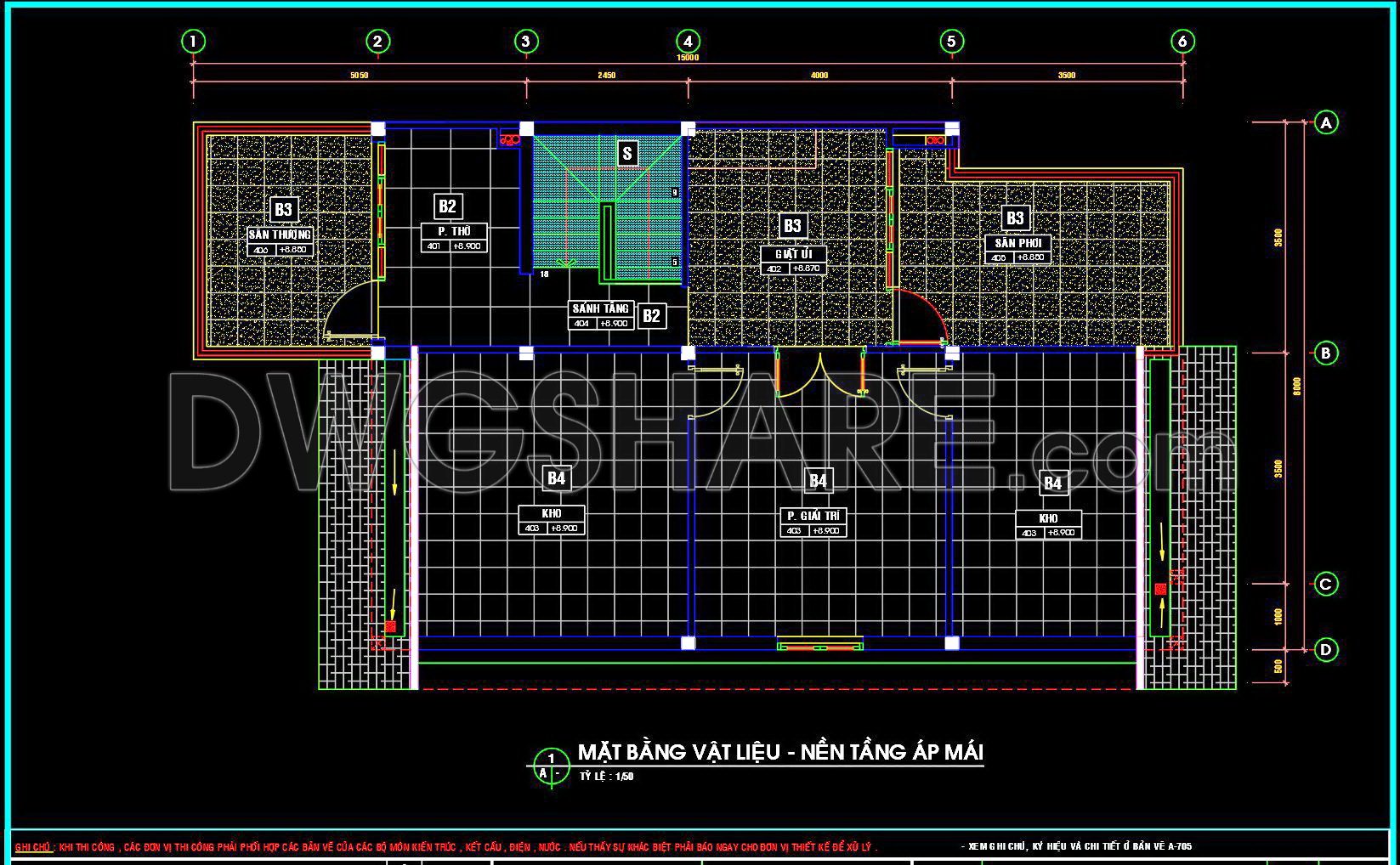 105. Download free detailed CAD drawings of floor plans for a 3-story townhouse (4)