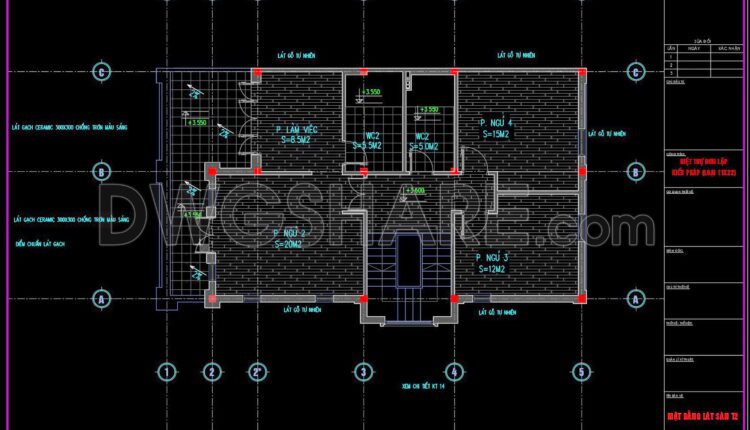 107. Download free detailed CAD drawings of floor plans for a 3-story townhouse (2)