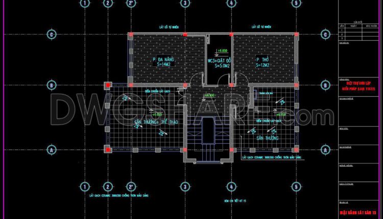 107. Download free detailed CAD drawings of floor plans for a 3-story townhouse (1)