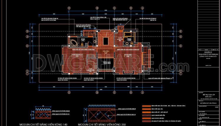 108. Free Download CAD Tile Layout Design – Three-Story House Plans (2)