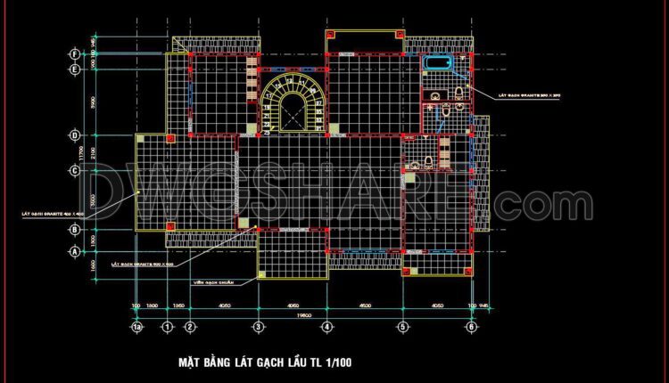110. Detailed CAD Tile Layout Plans for 2-Story Home – Free DWG (1)