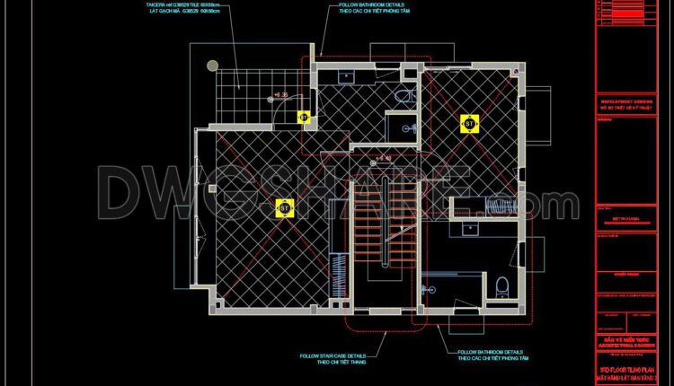 113. Download Free Detailed CAD Tile Layout Plans – 3-Story House Design (2)