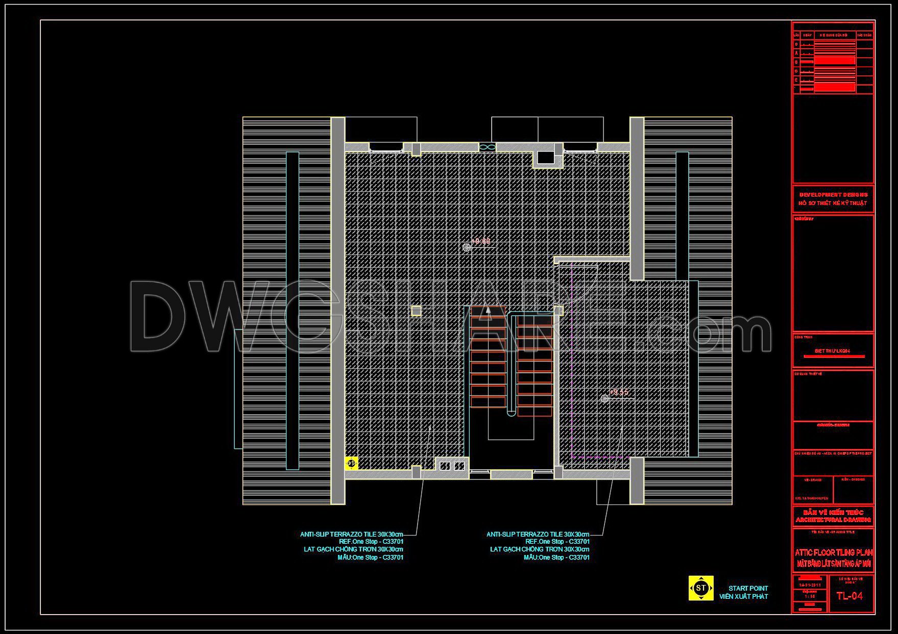113. Download Free Detailed CAD Tile Layout Plans – 3-Story House Design (4)