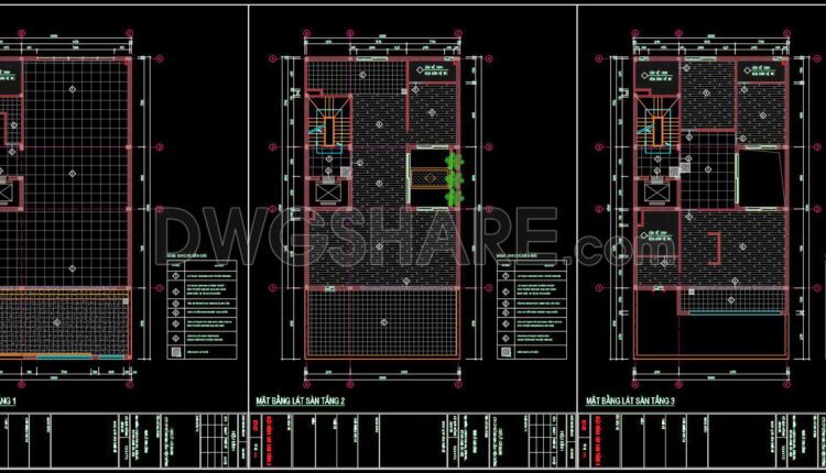 114. Free Download DWG CAD Tile Layout Drawings for 6-Story House (2)