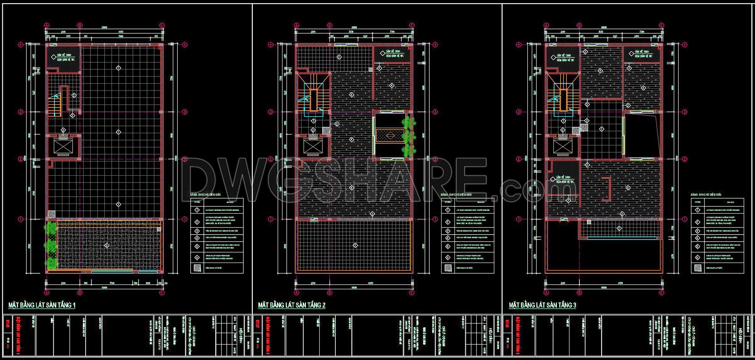 114. Free Download DWG CAD Tile Layout Drawings for 6-Story House (1)