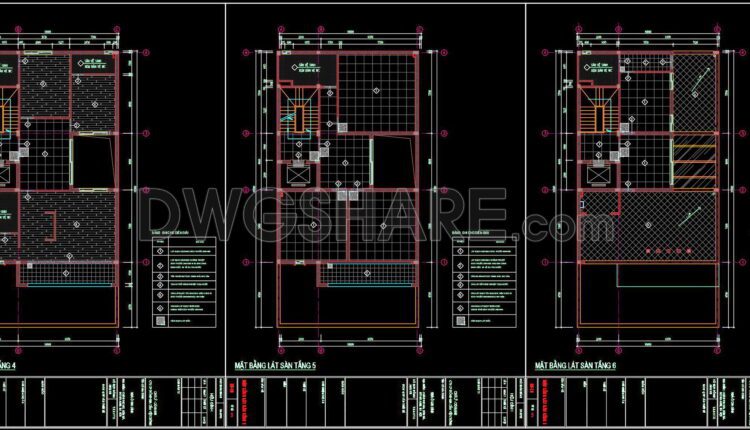114. Free Download DWG CAD Tile Layout Drawings for 6-Story House (1)